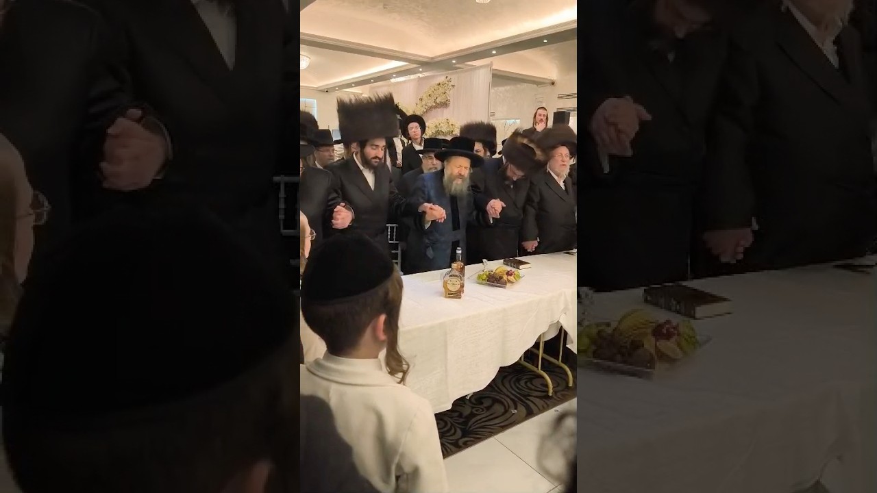 האדמו״ר מבאבוב 45 בריקוד בחתונת אחד מחסידו