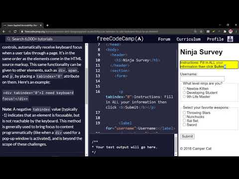 Applied Accessibility: Use tabindex to Add Keyboard Focus to an Element