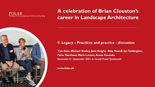 9. A celebration of Brian Clouston's career in Landscape Architecture