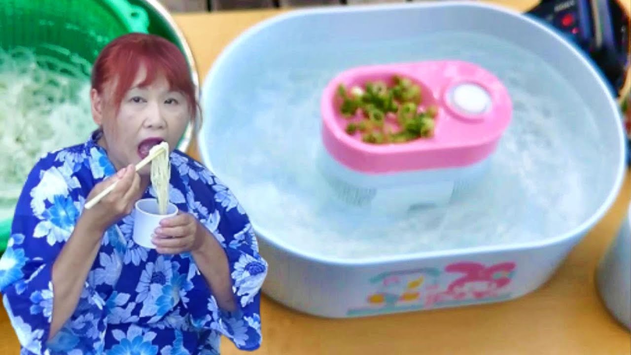マイメロディ流しそうめん器で独りそうめんやってみた - YouTube