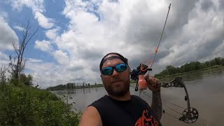 bow fishing  along the Missouri River. [catch and cook]