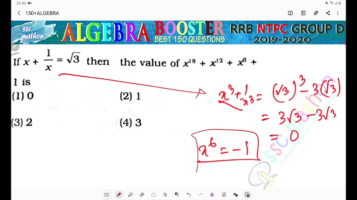 X + 1 / X = root 3 then the value of x¹⁸ + X ¹²+ X⁶ + 1 is