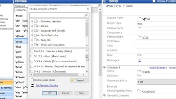 Setting Semantic Domains from Entry Using Suggest
