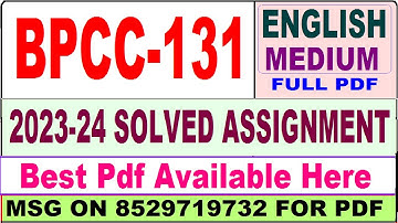 bpcc 131 solved assignment 2023-24 || bpcc 131 solved assignment 2024 in English || ignou bpcc 131