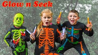 Assistant Plays Halloween Glow in Seek with Batboy Ryan and Officer Smalls