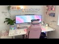 The dream setup makeover  tour  ultrawide monitor standing desk  pink productive vibes 