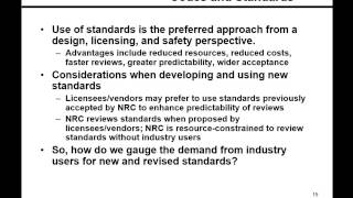 NRC Participation and Perspectives on Codes and Standards for Nuclear Construction