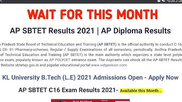 AP SBTET C16 RESULTS 2021 INFO