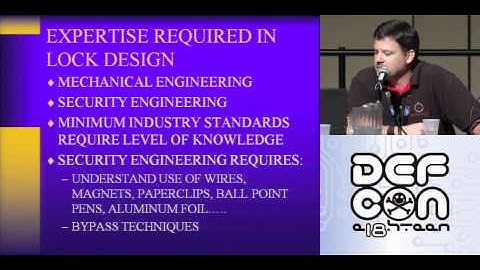 DEFCON 18: Insecurity Engineering of Physical Security Systems: Locks  Lies and Videotape 1/4