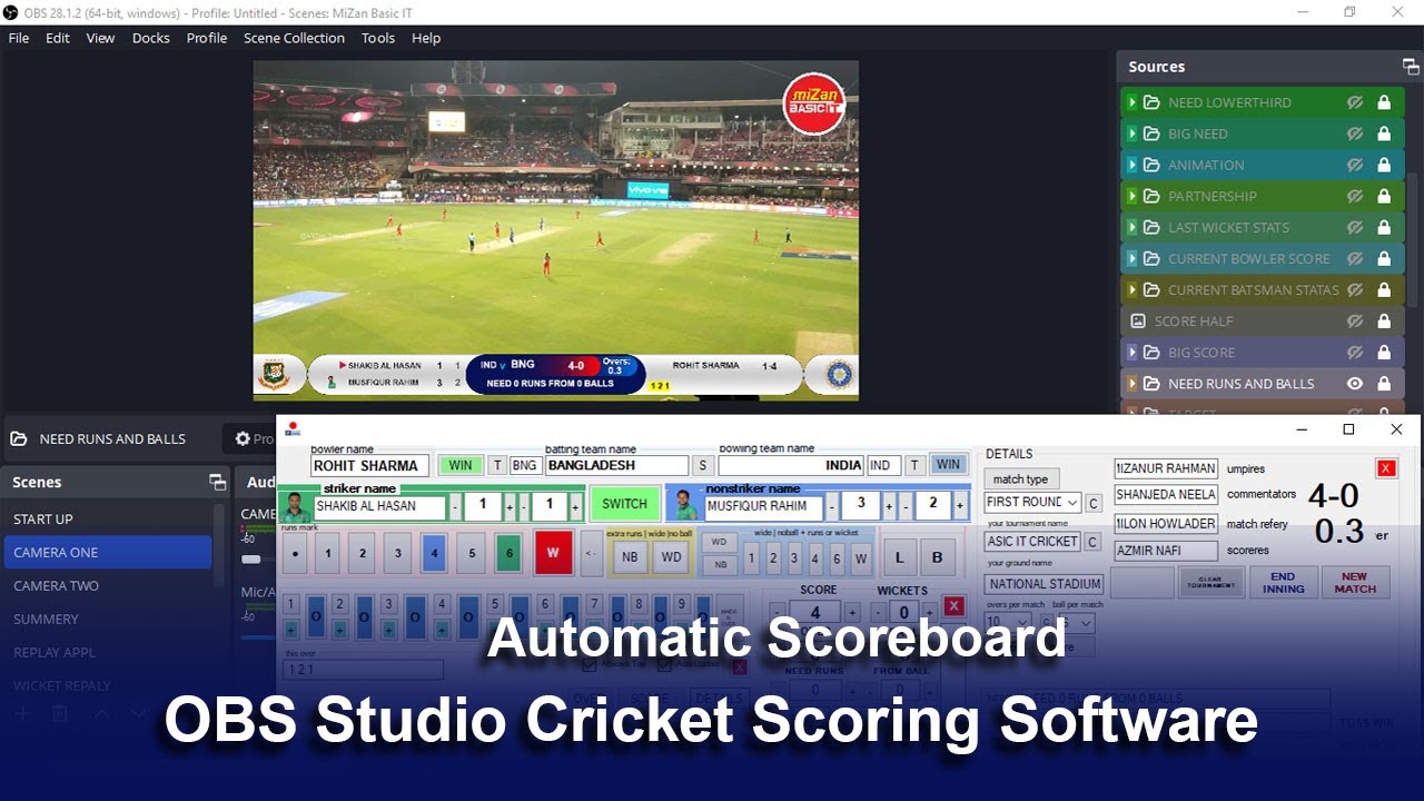 Cricket Scoreboard Software For OBS Studio Automatic Cricket Scoreboard Software