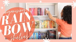 Reorganising My Sister&#39;s Bookshelves 🌈📚✨ (rainbow bookshelves!)