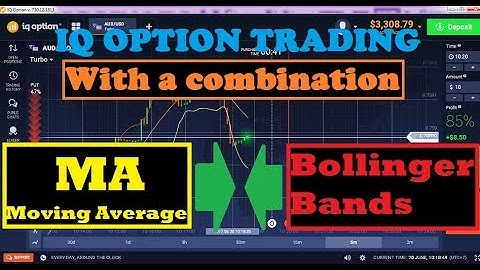 IQ options trading || How to predict movement with MA + Bollinger Bands