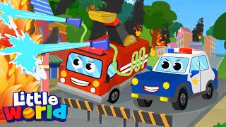 Police Car and Fire Truck Save The Day |  Kids Songs \& Nursery Rhymes by Little World