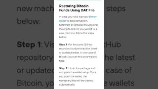 Restoring Bitcoin Funds Using DAT File #cryptomash @BitBoyCrypto @AnthonyPompliano @Hashoshi4