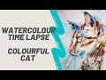 Painting a cat in watercolour timelapse