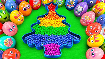 How To Make 🌈🌲 Rainbow Christmas Tree Beads by Mixing SLIME & CLAY Eggs in Bathtub Satisfying ASMR