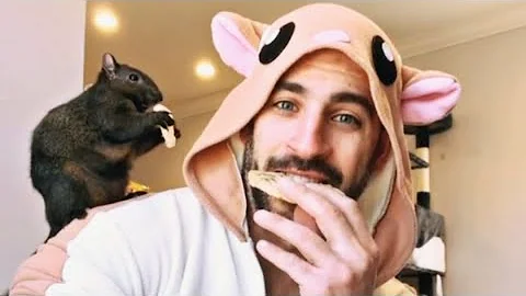 Rescued Squirrel and Dad do everything together! P...