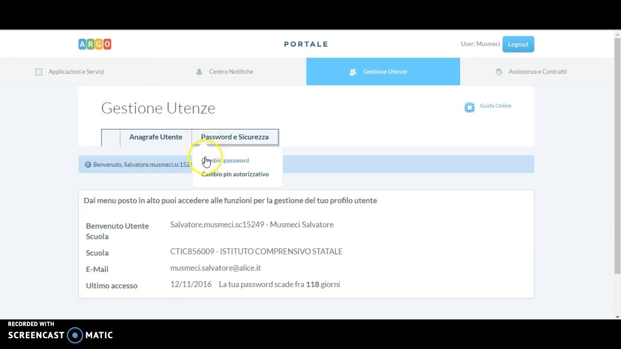 ARGO come cambiare password al nostro account YouTube