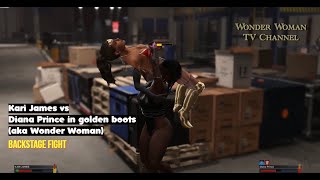 WWE/ W2K23 Diana Prince aka Wonder Woman (Gal Gadot Superheroine) vs Kari James Match#2 Backstage