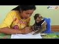Adorable Mom Teach Obedient Kako Drawing And Paint Color