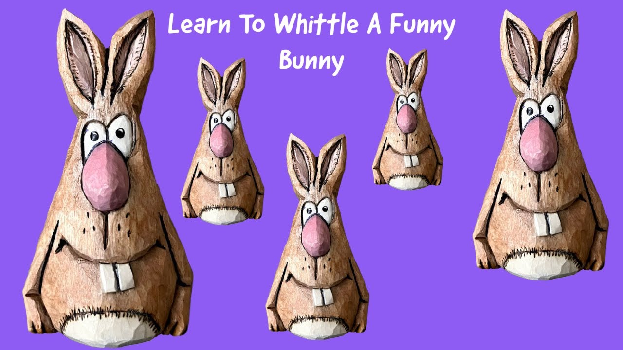 Carving a Funny Bunny From Wood - Beginner Whittling Project - YouTube