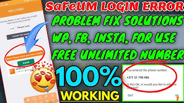 SaFeUM Error Please check Your Data In fields Fixed Problem solved | Fake whatsApp, FB, TG Number ||
