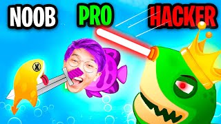 NOOB vs PRO vs HACKER In FISH.IO!? (ALL LEVELS!) screenshot 5