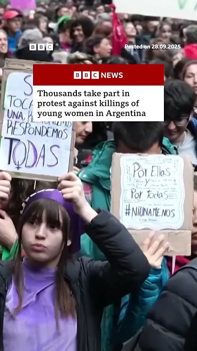 Anti-femicide protest takes place in Buenos Aires. #BBCNews