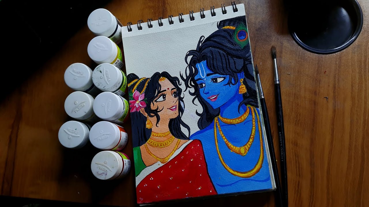 Radha & Krishna Cartoon Painting | FinalReveal | Acrylic Art