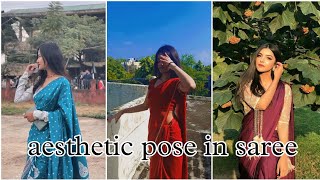 Aesthetic Pose Ideas For Girls In Saree | Girls Pose In Saree | Farewell Pose Ideas