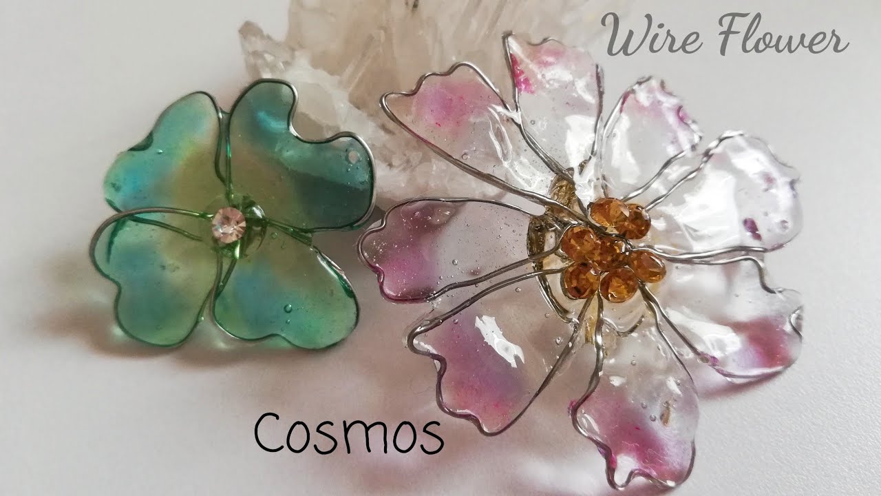 レジン ワイヤーフラワーに初挑戦 コスモスの花を作ります ﾟresin Accessory １st Wire Flower Cosmos Youtube