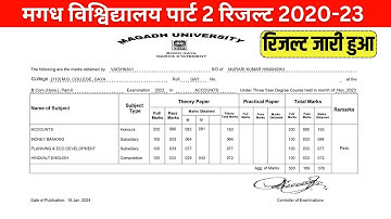 Magadh University Part 2 Result 2020-23 | Magadh University Part 2 Result 2024 Download Kaise Kare