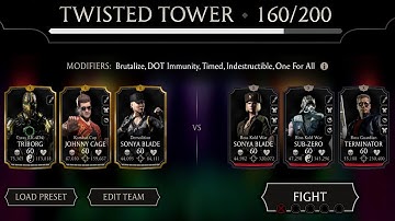 Boss Match 160 Using Gold Team. Twisted Fatal Tower. MK Mobile
