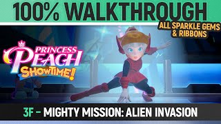 Princess Peach: Showtime! - 3F: Mighty Mission: Alien Invasion - 100% All Sparkle Gems & Ribbons