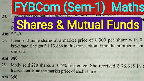 Part-3 Shares & Mutual Funds | FYBCom (Sem-1) | Mathematics & Statistics by Ramesh Sir