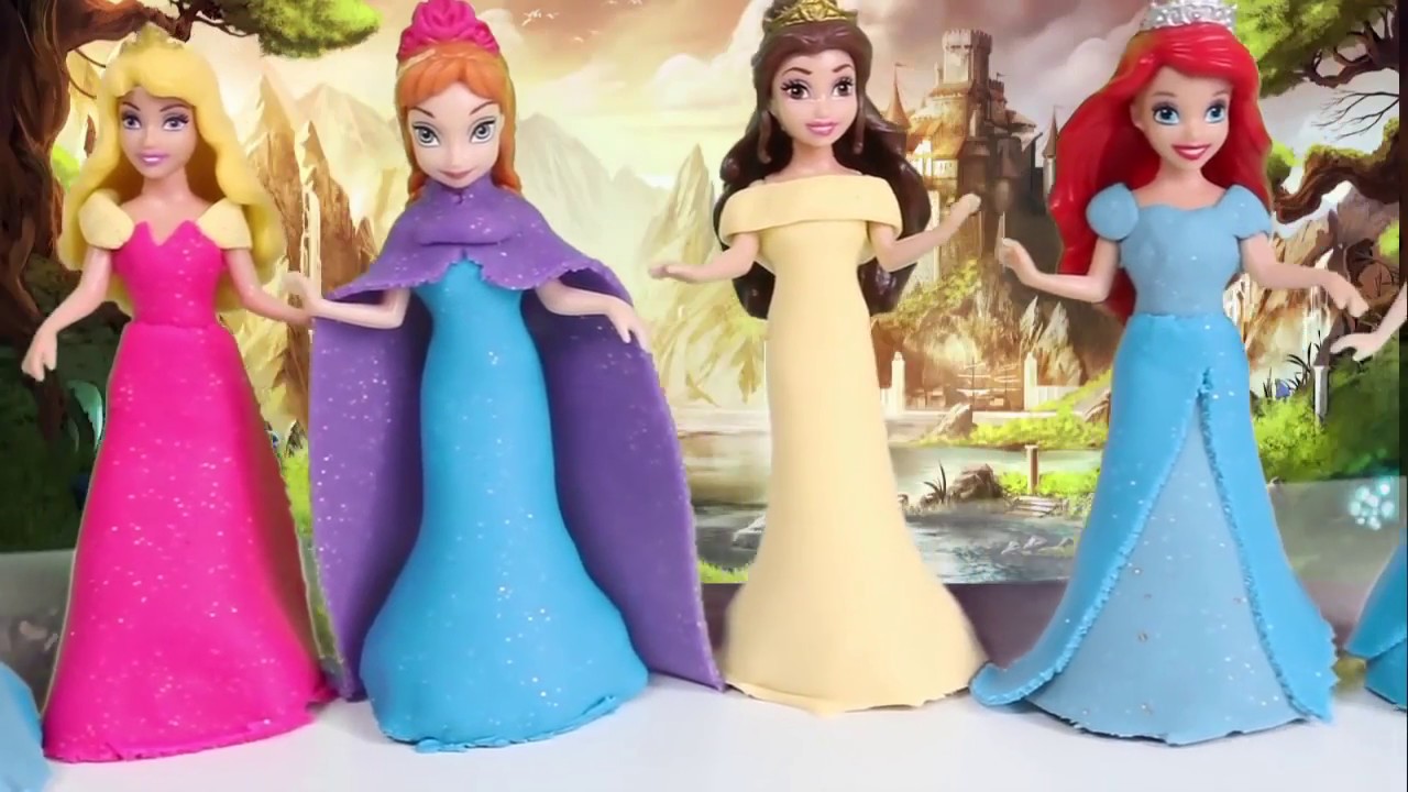 Disney Princess MagiClip Collection Princesses Play Doh Dresses Magic Clip Dolls Videos Princesa