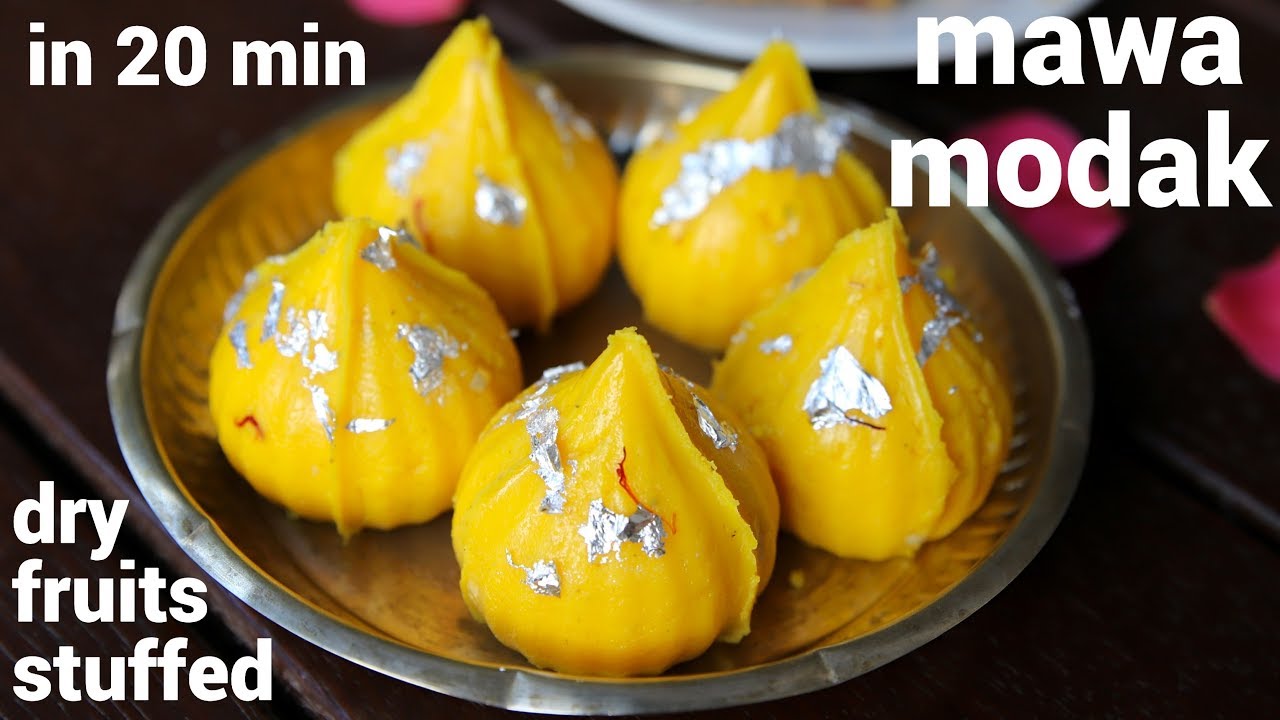 mawa modak recipe | khoya modak | मावा मोदक | mawa ke modak | yellow modak | Hebbar | Hebbars Kitchen