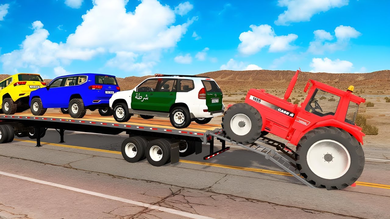 Flatbed Truck Mcqueen | Transportation with Truck - Pothole vs Car #2 - BeamNG.Drive