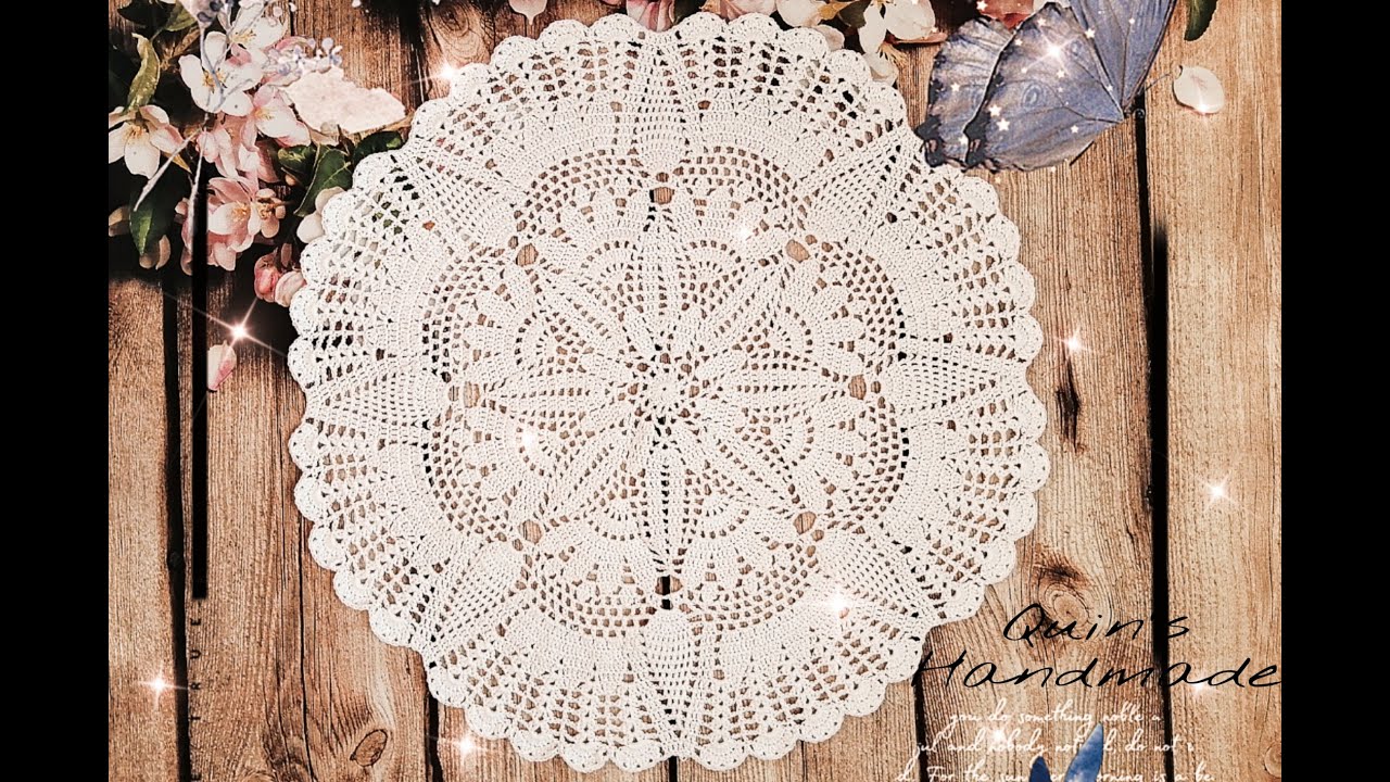 How to crochet a big doily part 1/2 | Hướng dẫn móc khăn lót bàn size lớn (43cm) | Quin's Handmade
