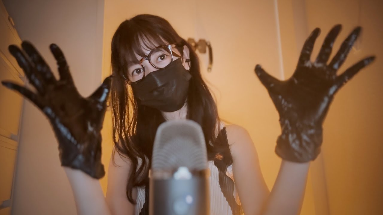 [ASMR] Расслабление с липкостью / шепот, резиновые перчатки, клей, гель