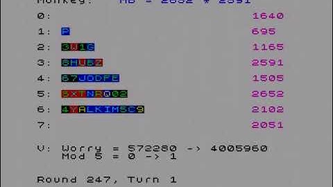 Advent of Code, Day 11, 2022 Visualized — ZX Basic on 8-bit Z80 (running on ZX Spectrum Next)