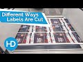 Three different methods used to cut labels  labels