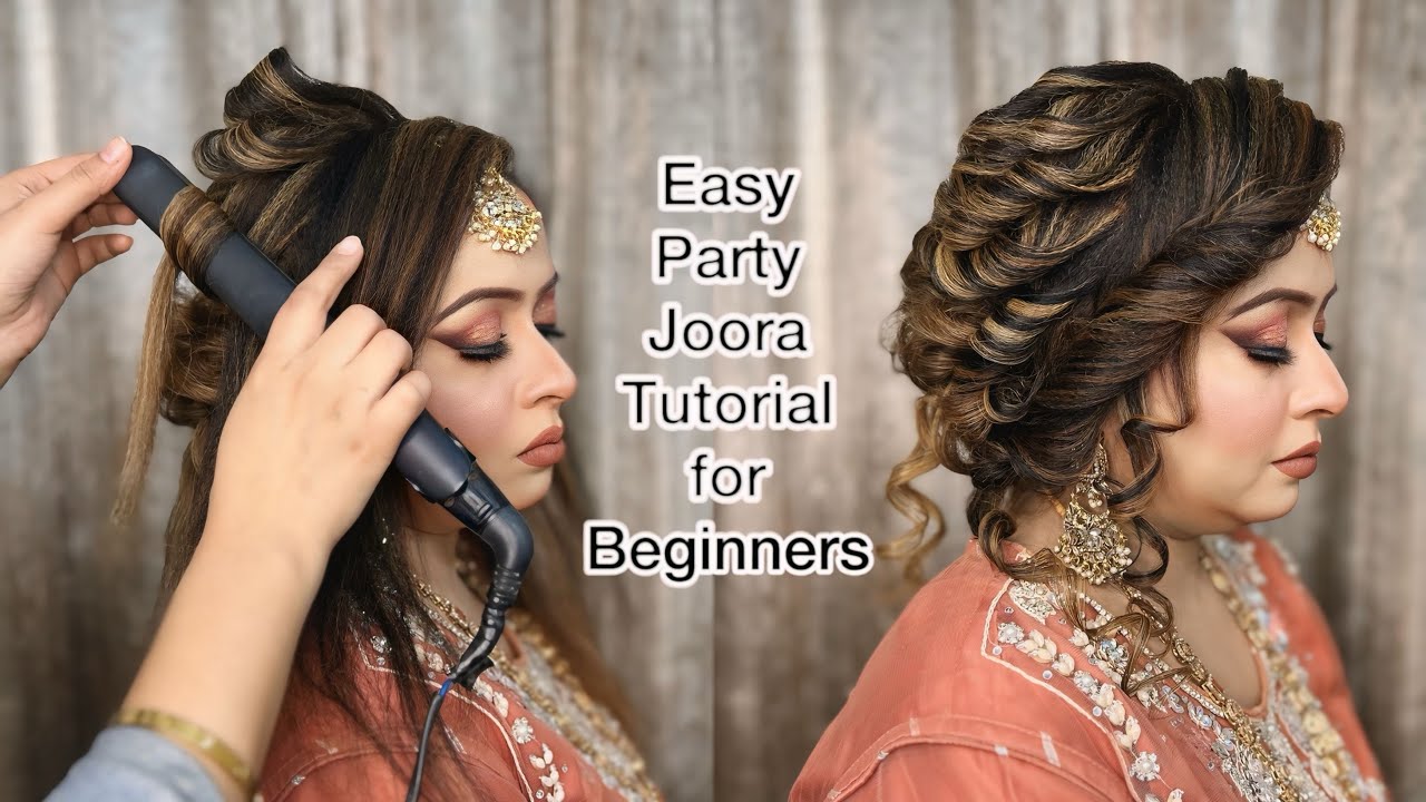 Messy front hairstyle for wedding | easy party joora tutorial for beginners | bun hairstyle tutorial