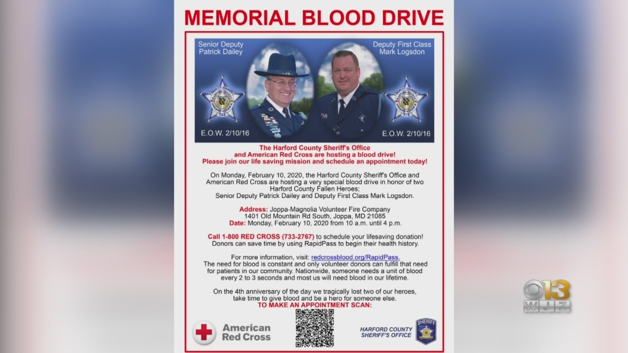 Blood Drive Scheduled To Honor Two Fallen Harford County Officers - YouTube