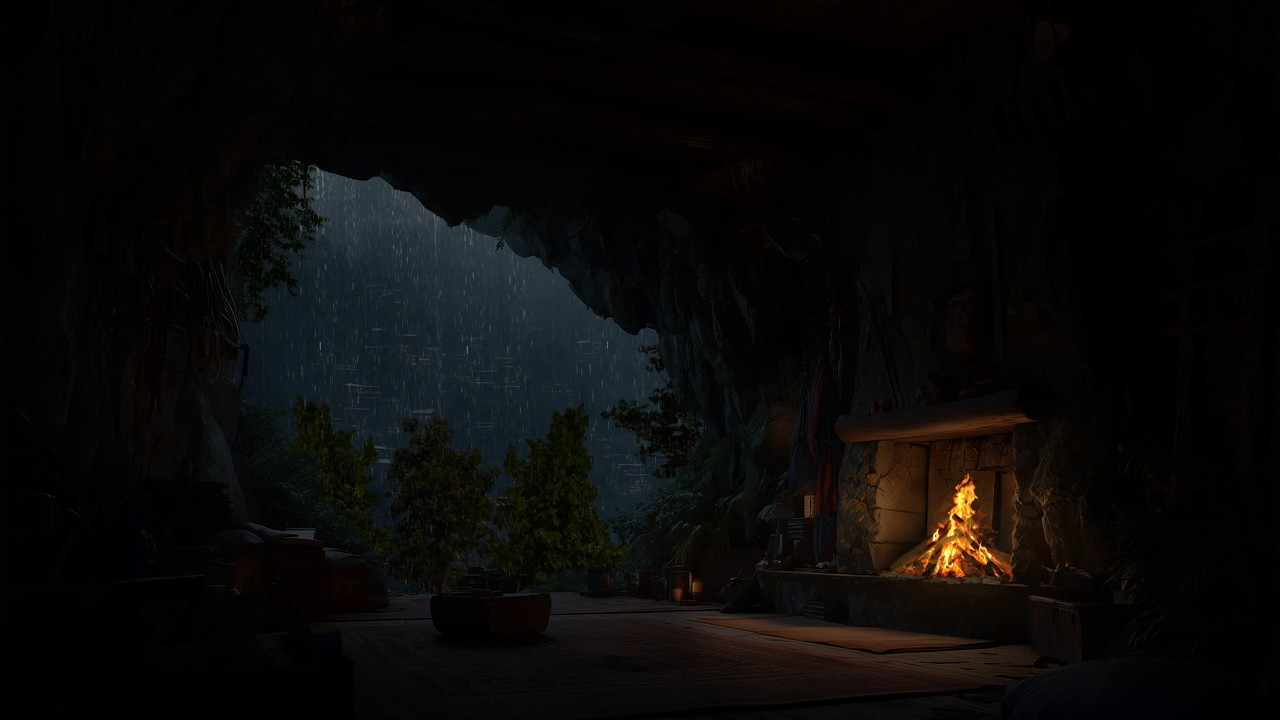 Junto À Lareira Aconchegante, O Som Da Chuva Na Floresta Ajudará Você A Adormecer Facilmente