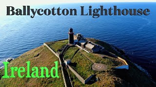 Ireland Ballycotton Lighthouse. Drone video of the coastal area.