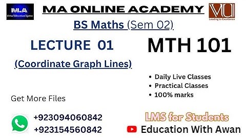 MTH 101 | Lecture 01 | Coordinates Graphs Lines | BS Maths Semester 02 