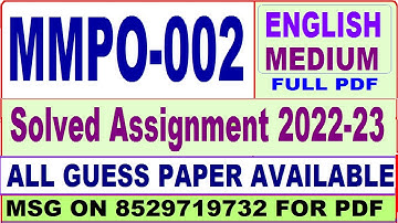 mmpo 002 solved assignment 2022-23 / mmpo 2 solved assignment in english / ignou mba new