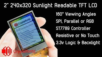 2" 240x320 Sunlight Readable TFT LCD Display! Nice Little High-Density Screen w/Touch option