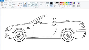 How to draw Cabriolet Car on computer using Ms Paint | Car Drawing Easy.